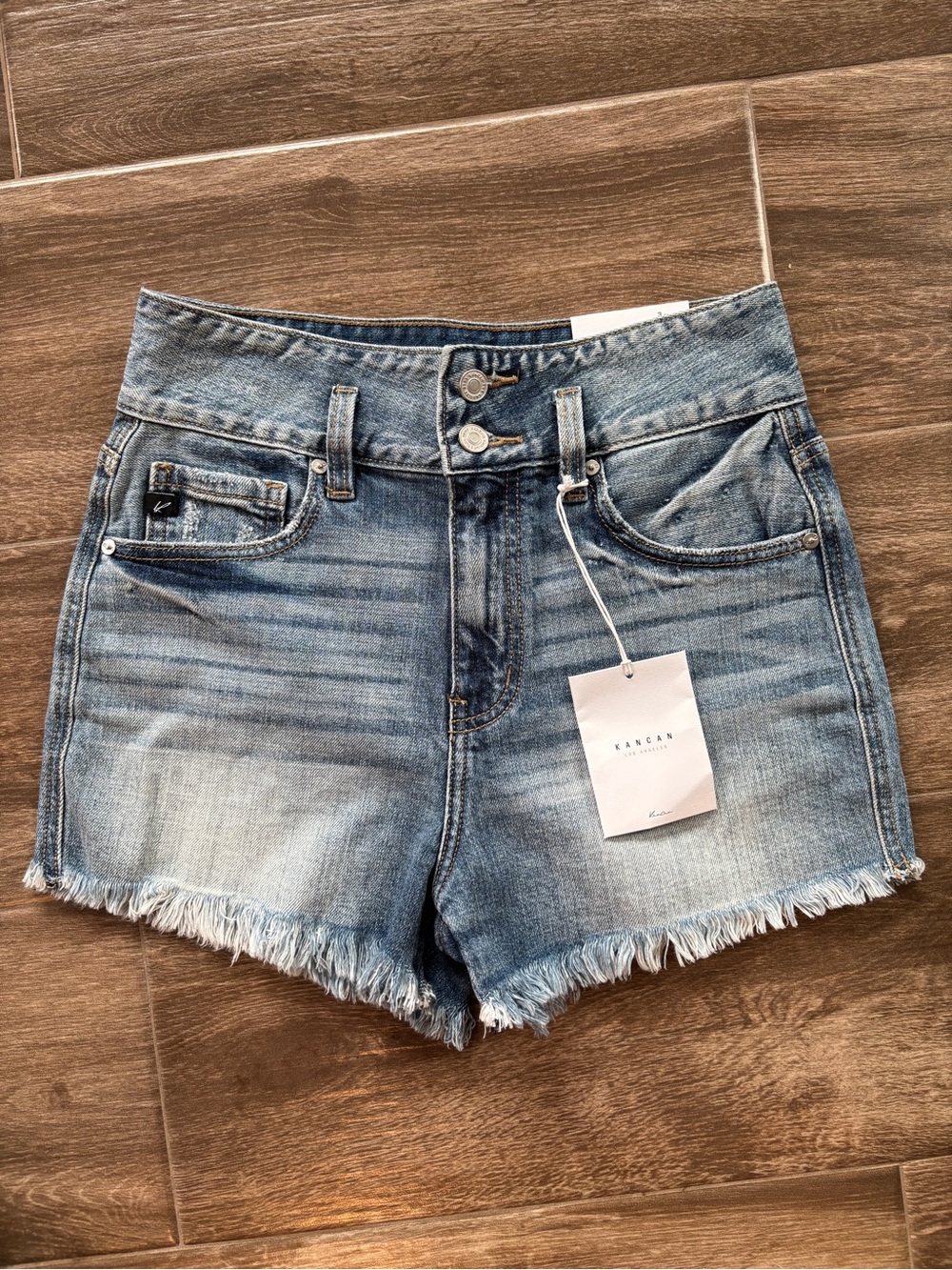 Kancan New Ultra High-Rise Size 3 Light Blue Frayed Hem Denim Shorts Casual